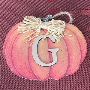 Ashland fall Pumpkin Wall Decor with Rope Handle monogram letter G